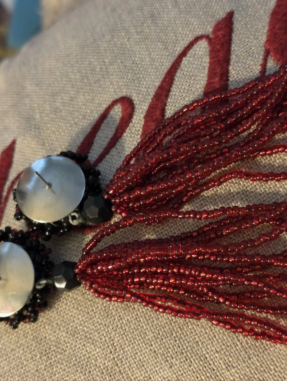 Beautiful Handmade Vintage Long Bead Tassel • Boho Earrings